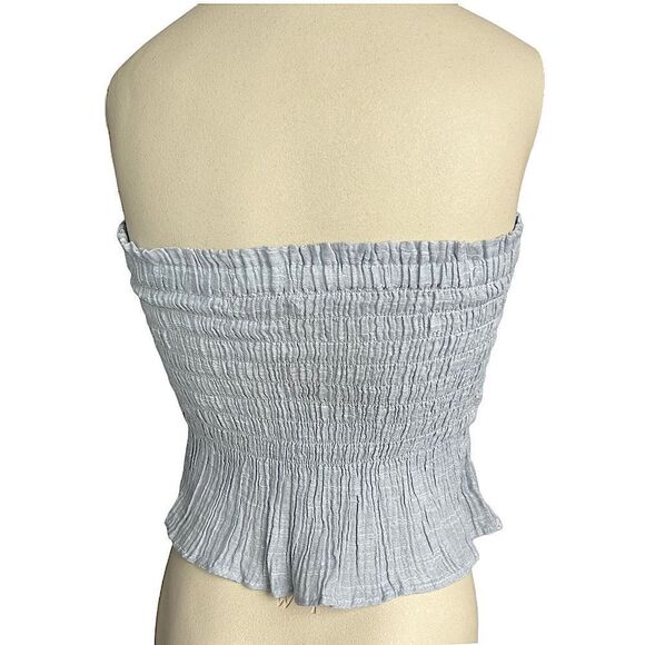 American Eagle Light Blue Strapless Tube Crop Top NWOT - Picture 2 of 12
